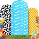 Arch Backdrop Cover Set of 3 4ft, 5ft, 6ft Premium Stretchy Spandex Backdrop Arch Stand Coverfor Birthday Wedding Party Graduation Baby Shower Decoration (Cartoon Story)
