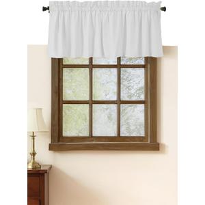 Native Fab Set of 2 Valance Curtains for Windows 54"x18" - Rod Pocket - Semi Sheer - Half Curtain for Kitchen, Cafe, Living Room, Bedroom, Basement - White