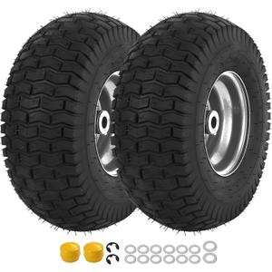 AR-PRO (2 Pack) 15x6.00-6 Front Tire and Wheel Assembly, 15x6-6 Lawn Mower Tire with 3" Centered Hub & 3/4" Bushing, 4-Ply Pneumatic