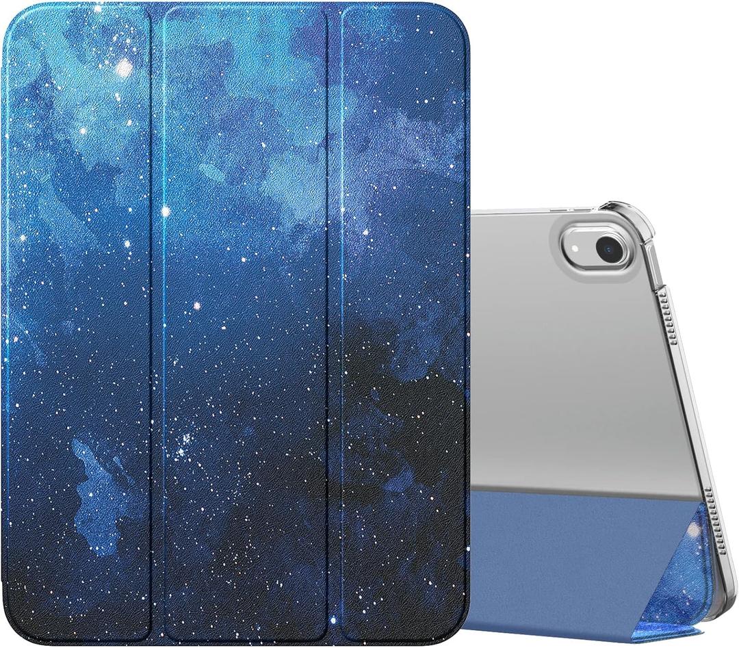 MoKo for iPad (A16) 11th Generation Case 11 Inch 2025,iPad 10th Generation Case 10.9 Inch 2022,Slim Stand Hard PC Translucent Back Shell Smart Cover,Support Touch ID,Auto Wake/Sleep,Blue Starry Sky