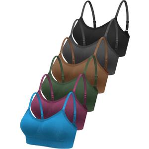Geyoga Multiple Packs Sports Bra for Women, No Underwire Wireless Bralette Support Padded Cami Bra Seamless Camisole Tank Top (M)