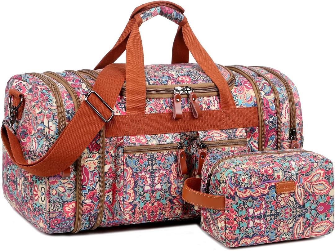 Multicolor Travel Duffel Weekender Bag for Women Carry on Overnight Bag With Toiletry bag HB-21 (HS)