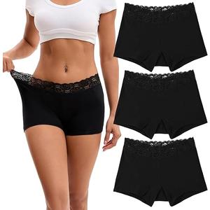 INNERSY Women's Lace Underwear Cotton Soft Boyshorts Panties Boxer Briefs 3-Pack L