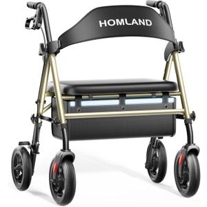 HOMLAND Bariatric Walkers for Seniors with Seat, 500lb Heavy-Duty Rollator