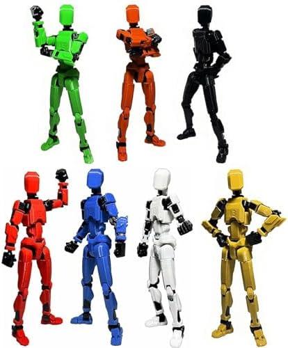 EIMONEY 6PCS Assembly Completed T13 Action Figure 3D Printed Multi-Jointed Movable,Lucky 13 Action Figures,Multi-Articular Action Figures,Desktop Decorations,Creative Gifts (6 Colors)
