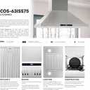 COSMO COS-63ISS75 30 in. Lumin Collection 380 CFM Ducted Island Range Hood, Soft Touch Controls, LED Lights, Stainless Steel