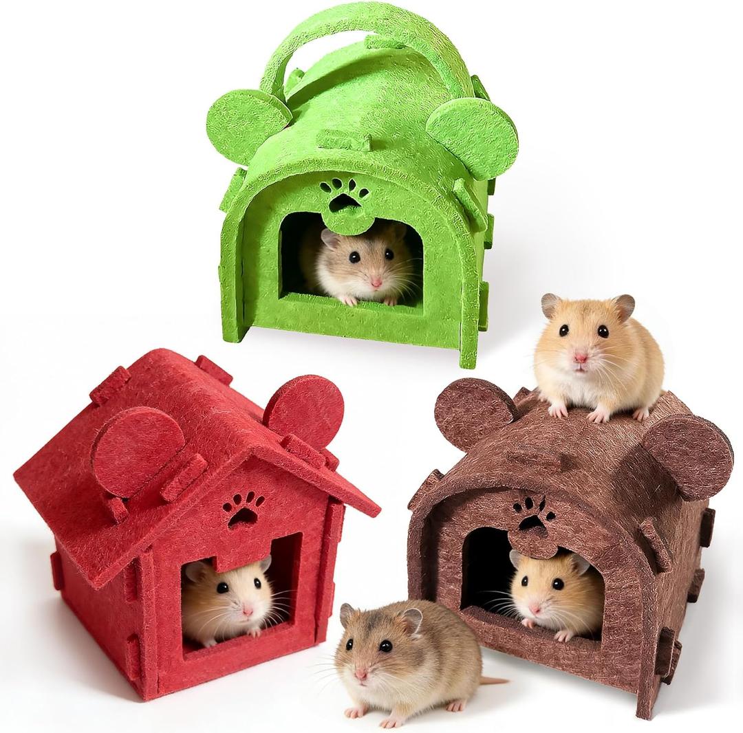 3-Pack Guinea Pig Houses Hideout, Small Pet Toy Cages, Cute Homes Bed for Small Animals Like Hamsters, Mouse Babies, Guinea Pigs, Ferrets, Chinchillas, and Hedgehogs to Hide and Rest.