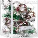 Christmas Ornaments Ball Set-Shatterproof Clear Plastic Decorative Baubles for Xmas Tree House Holiday Wedding Party Decoration,19Pcs (Pine Needle) (Style 4)