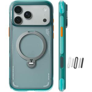 TORRAS Ostand Q3 Air for iPhone 17 Pro Case 6.3'' with Stronger Magnetic Stand, Fit for Magsafe, Airbags Military Protection, Camera Control, Shockproof & Stylish Case for iPhone 17 Pro, Glacier Sprint