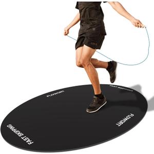 Cheete Jump Rope Mat Large Rubber Exercise Mat Indoor Outdoor Shock Absorbing Mat Non-Slip Oval Design for Floor & Rope Protection, Workout Mats for Home Gym Flooring (Black)