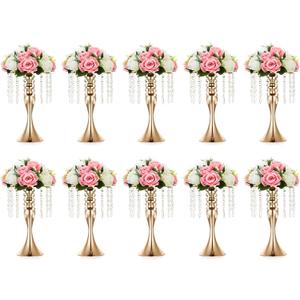 NUPTIO 10 Pcs Versatile Metal Flower Arrangement Stand, 13.8in/35cm Height Elegant Wedding Centerpieces Flower Vase, Crystal Flower Stand for Wedding Party Dinner Event Restaurant Hotel Decoration