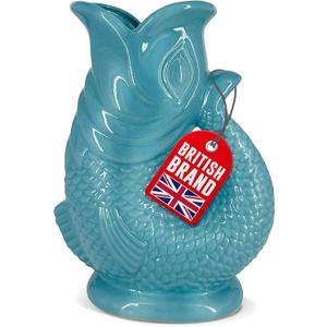 Gurgle Glug Jug The Bubble Jug Surf Blue 50 fl oz 1.5L Litre Extra Large Pitcher - Fish Shaped Jug - Decorative Ceramic Glugging Cocktail, Water and Gin Vase and Gurgling Carafe Pot