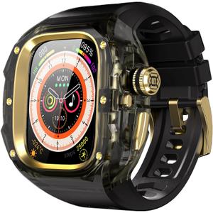 Rugged Case with Band Compatible with Apple Watch Ultra 3/2/1 49mm, [ECG Function Supported] Metal Bumper Protective Cover with One-Click Pop-Up Design,Sport Strap for Men