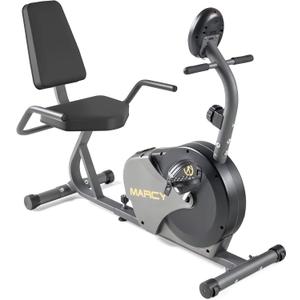 Marcy Magnetic Recumbent Bike with Adjustable Resistance and Transport Wheels NS-716R, 11.00 x 22.00 x 31.00" (Black/Grey)