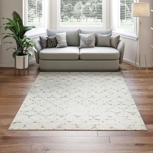 Couristan Bromley Indoor Area Rug 3'11" x 5'6" in Snow-Brown, Durable Power-Loomed Trellis Design Rug Living Room, Bedroom or Dining Home Decor