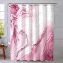 Pink White Shower Curtain, Modern Marble Bathroom Curtains Set with Hooks, Waterfproof Fabric Cloth Home Decor, 72x72 Inch