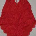 Avidlove Women One Piece Lingerie Deep V Teddy Sexy Lace Bodysuit Snap Crotch Babydoll, Red, XL