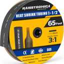 haisstronica 3:1 Heat Shrink Tubing, Shrink Ratio Adhesive Lined Marine Grade Heat Shrink Tube for Home, Automotive and Industrial (Black) 65FT 1-1/2inch