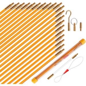 KOOTANS 22FT Fiberglass Electrical Wire Running Kit Wire Fishing Tools Fish Tape Wire Puller Through Wall Cable Snake Fish Rods Kit with Different Attachments