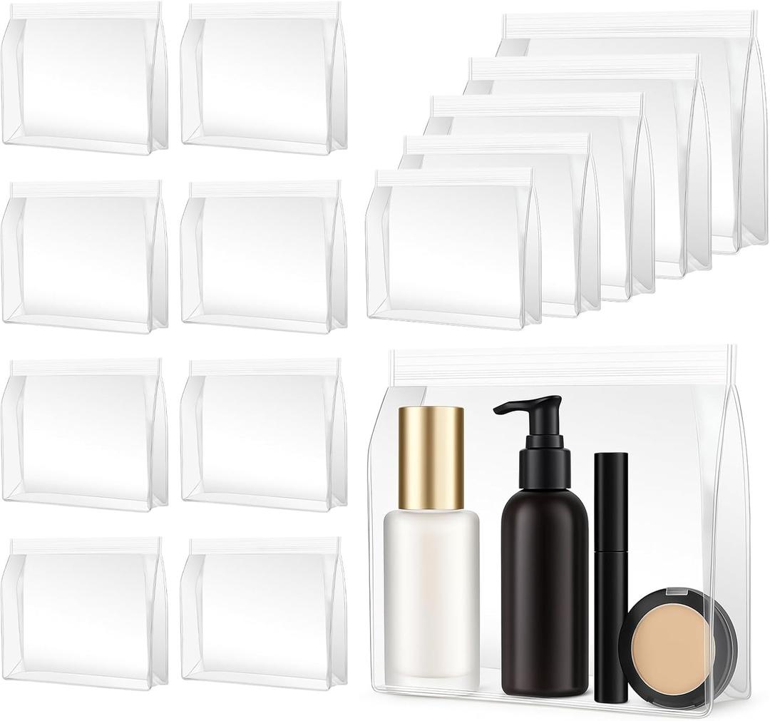 30 Pack Clear Makeup Bag Organizer Cosmetic Zipper Pouch TSA Approved Small Travel Pouches for Toiletries Transparent EVA Reusable Water-resistant Plastic Gift Bags Bulk, 5 Sizes, 6 Packs of Each (Assorted Sizes (6-11 x 5-8 x 1.5-2.8 In))