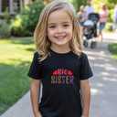 Big Sister Gifts for Girls Shirts Promoted to Big Sister Announcement Shirt Toddler Short Sleeve Cotton T-Shirt 2T-8 Years Leopard Print (Black)