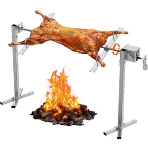 Rotisserie Grill Kit, 47" 132 lbs Capacity, Automatic 28W Motor Electric Height Adjustable Universal Roaster Stand, Stainless Steel Grilling Kit for BBQ Pig Rotisserie Hog Lamb Outdoor Party Campfire