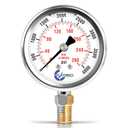 Stainless Steel Pressure Gauge Dual Display (0-4000 psi/kPa) - 2 1-2" Glycerine Liquid Filled Water Air Oil Gas Gauge with Polycarbonate Lens & Brass Connection- 1/4" NPT Lower Mount