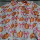 MBZJSDKHLK Women's Halloween Pajamas Set Silk Satin Ghost Pumpkin Print Long Sleeve Button Down Shirt 2 Piece Pjs Shorts Sets, L