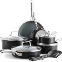 GreenPan 12 Piece Nonstick Swift Cookware Set, Ceramic PFAS-Free Pots & Pans with Lids, Dishwasher & Oven/Broiler Safe to 600F, Kitchen Cooking Set, Sauce, Saute, Stock, Frying Pans, Gray