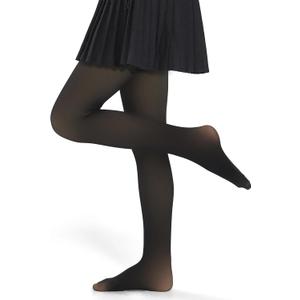 Girls Fleece Lined Tights Kids Warm Thermal Winter Thick Leggings Pantyhose Fake Translucent Pants for School Dress (4-6 Years, Black Footed)