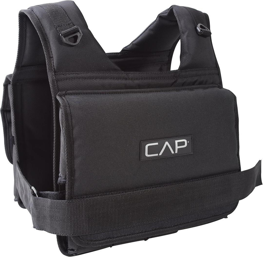 CAP Barbell Unisex-Adult Barbell HHWV-CB020S Short Adjustable Weighted Vest, 20 lb., Short 20-Pound, Black