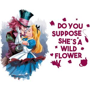 Do You Suppose Cute Girl Romantic Mad Hatter Cheshire Cat Alice in Wonderland Adventurous Creative Minimalist Cartoon Girls Boys Kid Room Design Nursery Fun Home Vinyl Decoration Size (20x18 inch)