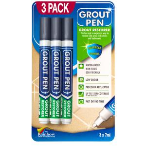 Grout Pen Dark Grey Tile Paint Marker: Waterproof Grout Paint, Tile Grout Colorant and Sealer Pen - Dark Grey, Narrow 5mm Tip (7mL) - 3 Pack