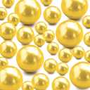 120Pieces Floating NO Hole Pearls Beads for Vases and 500 PCS for Floating, for Centerpiece, Home Decor,Party Table Wedding, Makeup Brush Beads (120pcs-bright Gold)