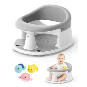 Baby Bath Seat for Babies 6 Months & Up  Bathtub Seats for Babies with 3 Baby Bath Toys, NonSlip, Comfortable, Infant Bath EssentialsGrey