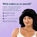 GIMME Beauty Sweet Dreams Satin Bonnet - Ultra-Soft Sleep Bonnet - Smooth & Frizz-Free Hair - Breathable Satin with Stretchy Band - Compatible with Heatless Curlers - Thick Hair, Black, 1 Count