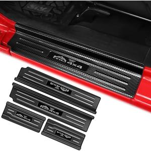 smnuxwm 4PCS Car Door Sill Protector for Jeep Wrangler JL JLU 2018-2025 &Gladiator JT 2020-2025,Stainless Steel Material Door Sill Guards for Wrangler Accessories,4 Door（Carbon Fiber)