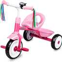 Liberry Toddler Tricycle Age 2 3 4 Years Old, Kids Trike with Bell, Back Basket and Removable Pedal, 3 Wheel Bike Birthday Toys Gift for Boys Girls, Pink