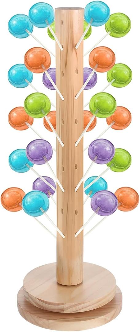 Meyeyaia Wood Cake Pop Holder 48 Holes with Rotation Base,17.7 Tall Cake Pop Stand for Dessert Table Display,Lollipop Holder for Wedding Birthday Baby Shower Parties Anniversaries