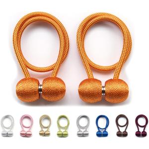 Magnetic Curtain Tiebacks 2pcs, Curtain Buckles Holders for Bedroom Living Room Home Window Treatment Decorative, Thicken, Orange