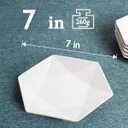DELLING 7 Inch Appetizer Plates Set of 6, Porcelain Small Dessert Plates, White Ceramic Salad Plates for Snacks Bread Cheese Fruit, Microwave Dishwasher Oven Safe, Geometric Design