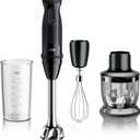 Braun MQ50202M MultiQuick Vario 5 Handheld Blender  21-Speed Stick with Turbo Boost, Stainless Steel Blades, EasyClick System, 500W, Chopper, Whisk, Masher  Immersion Blender for Smoothies