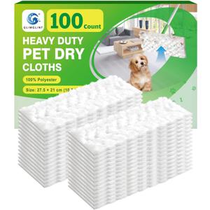GLIMGLINT Heavy Duty Dry Sweeping Cloths Compatible with Swiffer Sweeper, Disposable Duster Mop Pads Refills for Floor Cleaning, Pet Hair, Dust and Dirt, Dry Cloths for Wood Floors, 100 Count