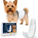 Dog Diapers Male XS, Disposable Wraps Belly Bands, 6-13", 50 Ct | 6-layer absorbent core wetness indicator soft fit leak-resistant protection for teacup, toy breeds & puppies