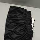 6Ft Black Satin Table Skirt for Rectangle or Round Tables, Wrinkle-Free & Ruffle Pleated Teacher Desk Skirt Sparkly Spandex Table Skirting for Home Office & Kitchen, Trade Shows, Wedding Party Decor