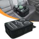 Car Cup Holder, Back Seat Cup Holder for Car, Truck Bed Organizer Boat Couch Bottle Holder Tray Expander Automotive Rear Seat Storage Accessories Pu Leather Fit for Coffee Drink Food (15 X 10X 5.3Inch)