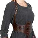 L'VOW Renaissance Leather Corset Belt Viking Leather Cinch Belt Women Halloween Medieval Accessory (Fit Waist 31.5-33.9in, Brown) M