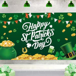 Ansoufien St. Patrick's Day Banner, 72x44 Inch, Oxford Cloth, Extra Large, Durable, Festive Design, Happy St. Patrick's Day Themed Decor