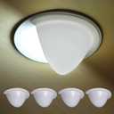 6 Inch Recessed Light Cover, 4 Pack Can Light Covers 40% Translucent Half Shade Stick-On with Super Strong Double-Sided Tape, Anti-Yellow Cream White, Easy Install