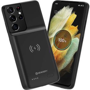 NEWDERY Battery Case for Galaxy S21 Ultra 5G, Qi Wireless Charging case with 4700mAh Backup Battery Pack, Portable Rechargeable Smart Battery Charger Case Compatible with Samsung S21 Ultra(6.8)